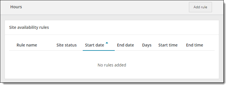Site with no hours configured.